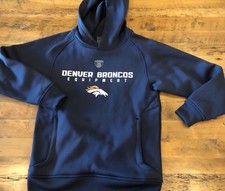 Denver Broncos Equipment NFL Navy Blue Pullover Hoodie Youth Size Medium 10/12