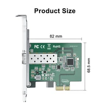Gigabit Ethernet Converged Network Card w/ Intel I210AS Chip SFP Port to PCIe x1