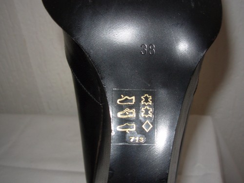 TEXTO Chaussures compensées P.38 (chausse grand = 38,5/39) cuir noir - Imagen 8 de 8