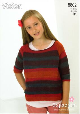 Stylecraft Strickmuster Vision DK Wolle Kinder Pullover 8802