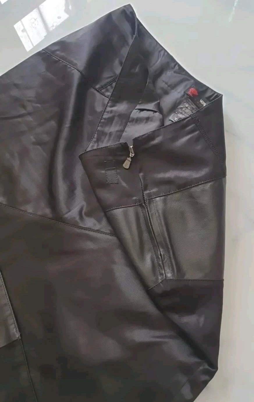 Gonna a matita Versace Sport vera pelle patchwork nera asimmetrica IT44 UK14 US8