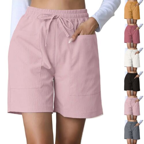 Women's Solid Color Casual High-waisted Baggy Slimming Wide-leg Sports Shorts