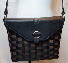 LONGABERGER To Go Buckle Bag Basket Purse Fully Lined Black Weaved Crossbody EUC