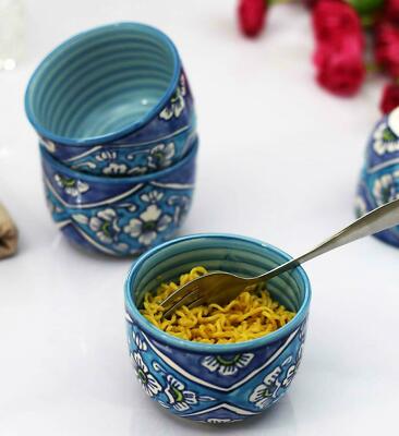 Keramik Maggi Schale handbemalt 4er Set blau