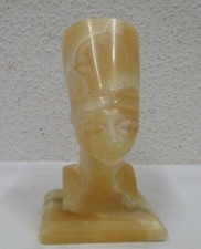 Antique Nofretete Buste sur la Base Marbre Albâtre Blanc, Pierre Ollaire, Égypte