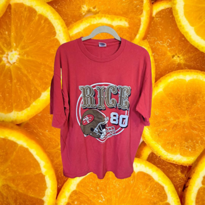 #ad Vintage 1995 Starter 49ers Rice Number 80 Red Shirt Size XL $80.00