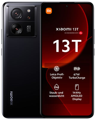 Xiaomi 13T 256GB Schwarz 5G Android Smartphone 6,67'' OLED 144Hz 8GB RAM 50MP NEU
