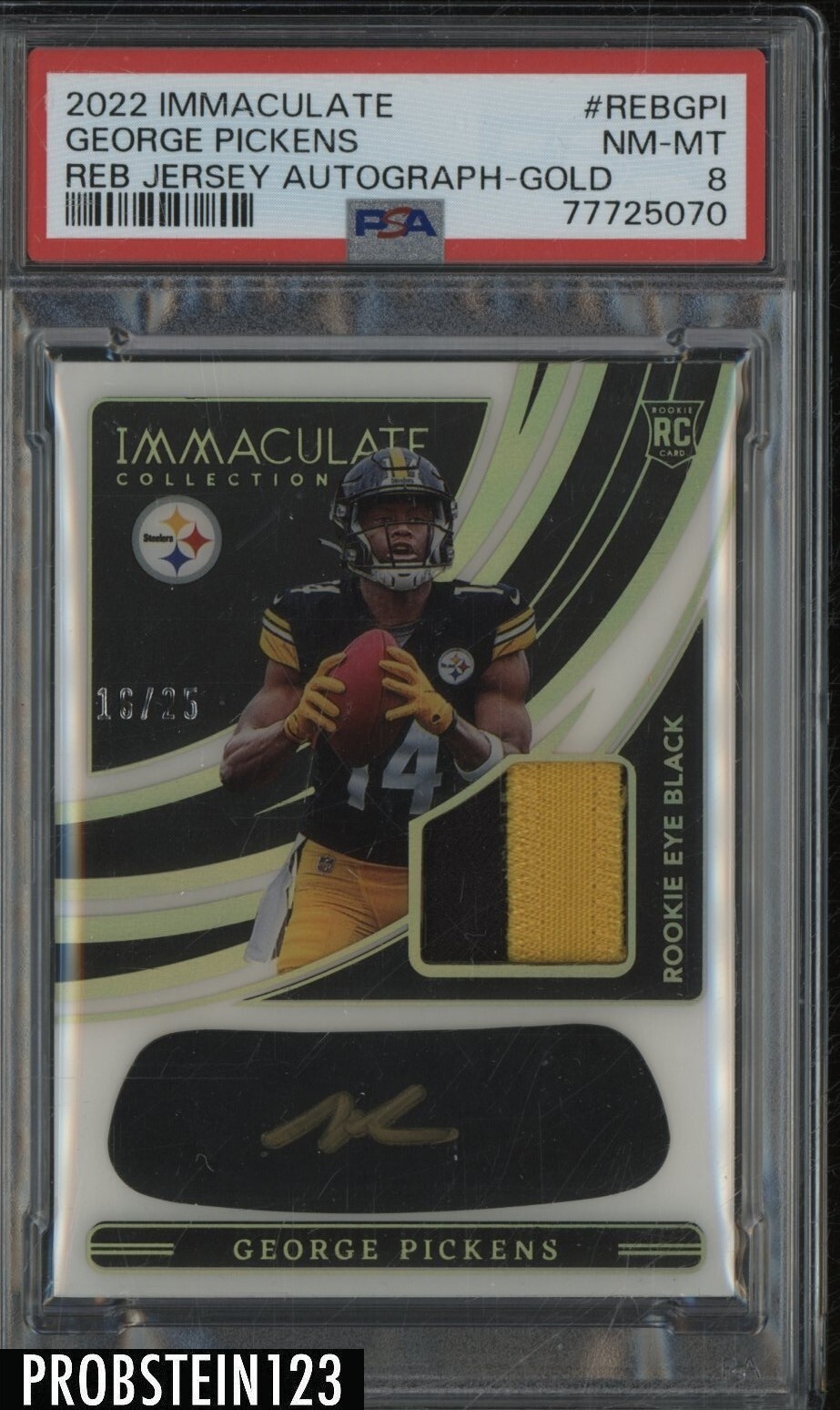 George Pickens Panini Immaculate Collection Immaculate Rookie Eye Black Jersey Autographs #REBGPI Gold