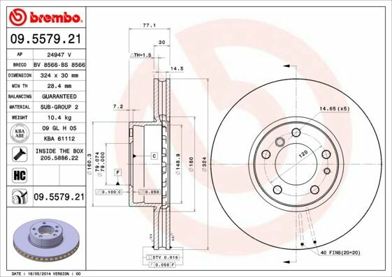 Bremsscheiben 2X Beschichtet Brembo Coated Disc Line 09.5579.21-image