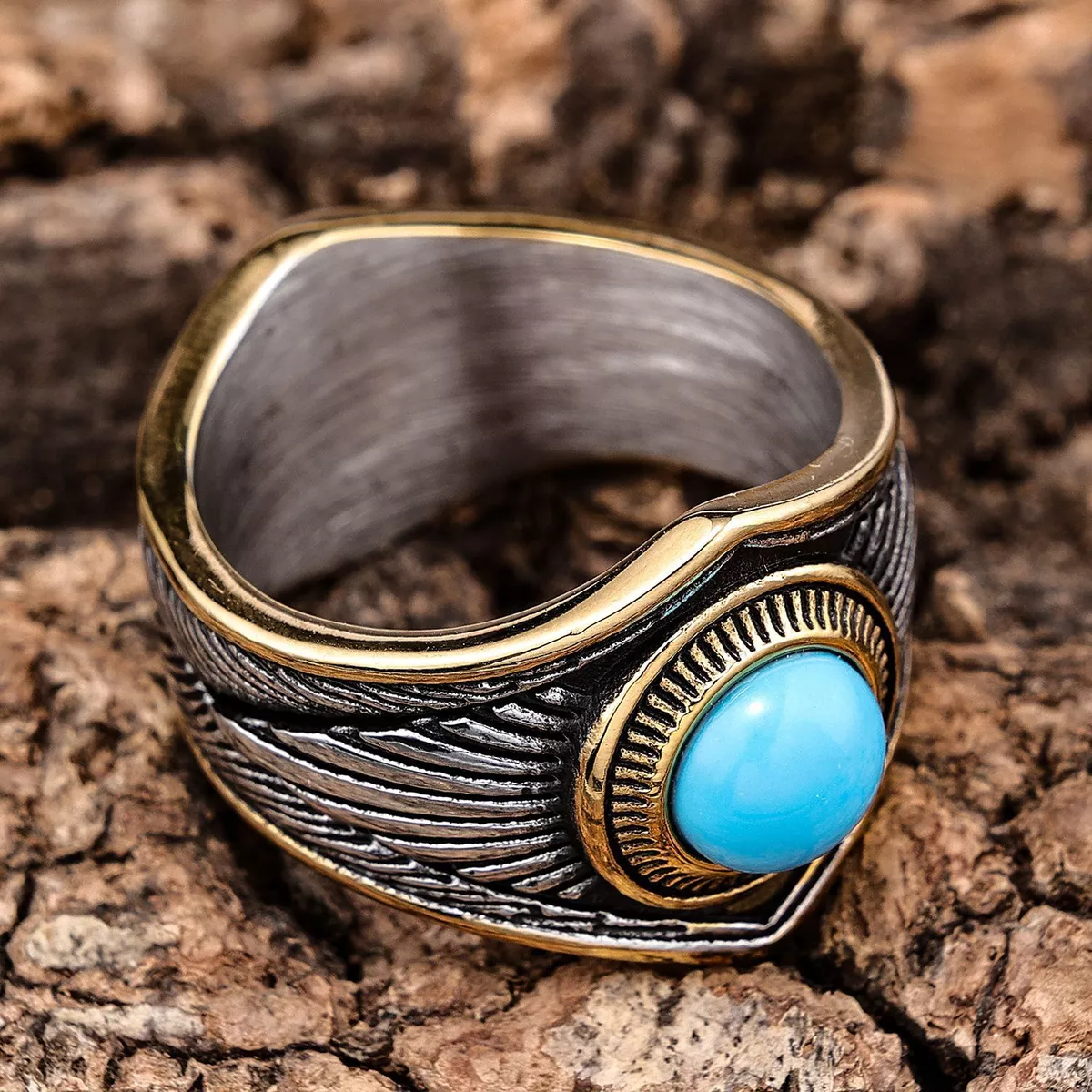 Mens silver ring with hotsell turquoise stone
