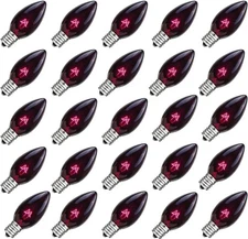 GOOTHY 25 Pack C7 Halloween Replacement Light Bulbs, Transparent Black 