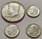 1964 Kennedy Half (P) + 3 Silver Dimes (1964‑D ×2, 1963‑D) • 90% Silver Lot X60