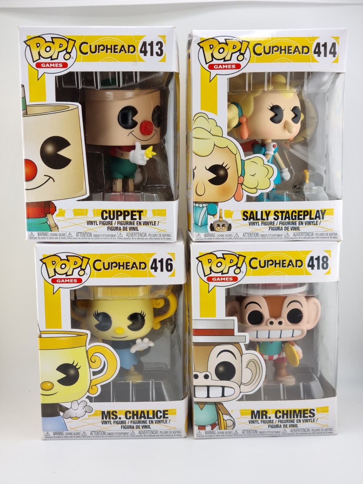 Funko Pop Games Cuphead Vinyl Figures Cuppet Sally Stageplay Chalice Chimes Rare