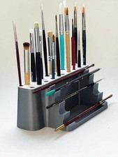 Paint Brush Rack Vertical Horizontal Hobby Holder with Rinse Wells Choose