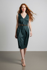 Fendi Emerald Green Virgin Wool Sheath Dress w/ Pequin Belt IT40 US4 Small