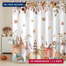 Lindameler Fall Pumpkin Shower Curtain Set Watercolor Autumn Maple Leaves Shower