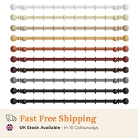 Wooden Curtain Pole Set - 28mm - Curtain Poles for Eyelet Curtains and Windows