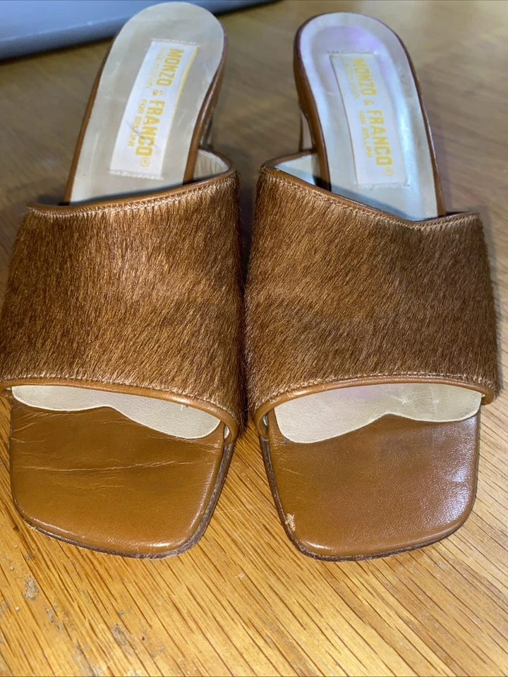 Vintage Monzo & Franco for Bellini Pony Hair / Leather Brown Heels Size 6 - Image 3 of 4
