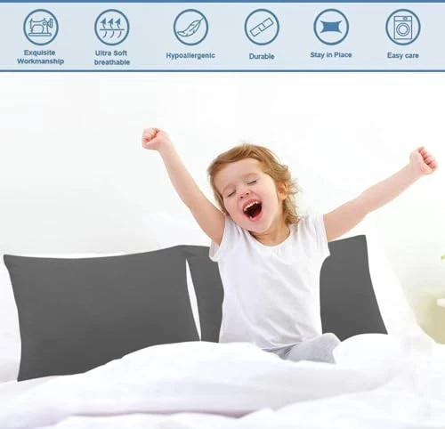 Pack de 2 fundas de almohada para niños pequeños 14x20 niños pequeños 14" x 20" - sobre gris oscuro Foto 4 de 4