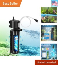 Aquarium Filter U-V for 20-75 Gallon, 200GPH Fish Tank Filter w/ 5W U-V Light.