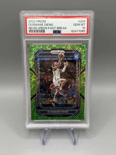 2022 Prizm Ousmane Dieng Neon Green 2/5 PSA 10 RC Pop 2 Bucks Color Match
