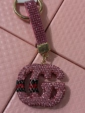 Pink Tone Keychain Rhinestone Bling Charm Solid Accent Women