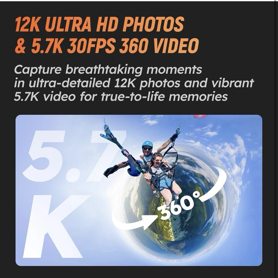 8K 360 Adventure Camera - Capture 12K, Photos, Waterproof, 5s Fast Share - Image 4 of 4
