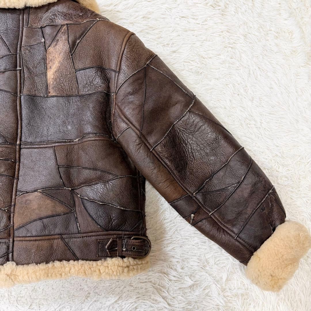 [Rare piece] Real shearling jacket patchwork belt… - image 12