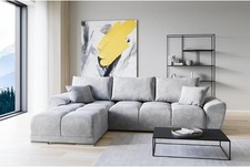 ELUKS - L Shaped Corner Sofa CANDY Universal Light Grey Velvet Monolith