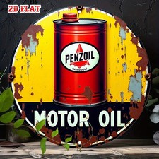 Penzoil Motor Oil Round Vintage Style Tin Metal Signs Home Décor 8x8