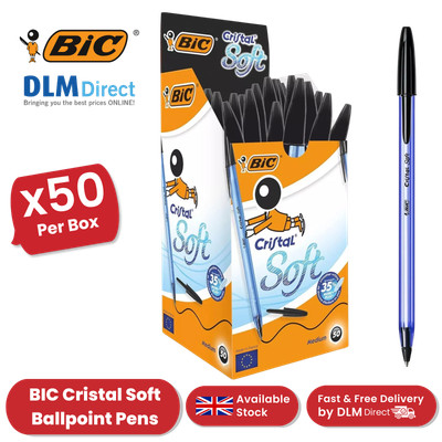 BIC Cristal Soft Kugelschreiber Schwarze Farbe Kugelschreiber Breite 1,2 mm Spitze - Box mit 50