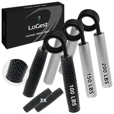 Logest Metal Hand Grip Set, 100LB-200LB 3 Pack No Slip Heavy-Duty Strengthener
