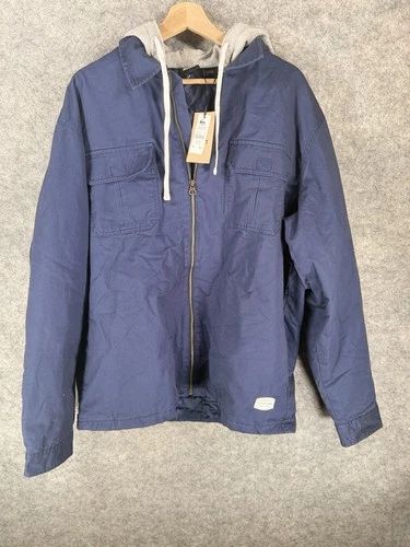 Quicksilver Jacket Men’s XL Blue Utility Full Zip Chore Aitor Canvas Work Hooded - product listing photo
