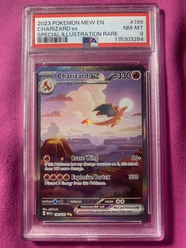 2023 POKEMON MEW EN-151 SPECIAL ILLUSTRATION RARE #199 CHARIZARD EX PSA 8