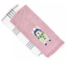 2-Piece Winter Frenchie Embroidered Kitchen Towel Set - 15" x 25" Holiday Dog
