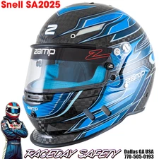 Zamp RZ-67D Auto Racing Helmet Flo Blue/Light Blue Snell SA2025