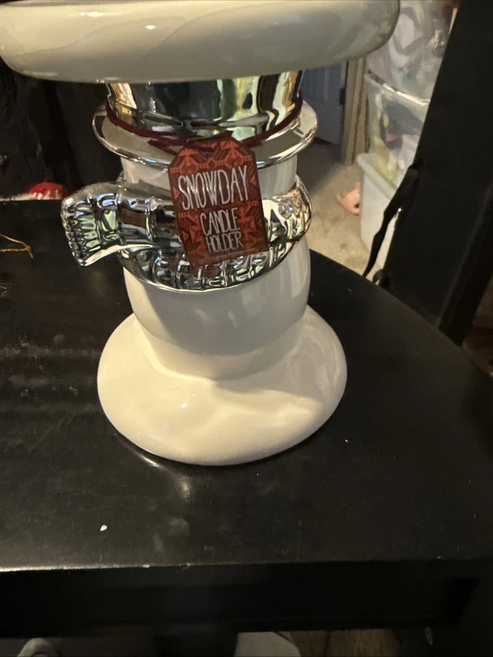 Candelabro pedestal 3 mechas muñeco de nieve Bath And Body Works astilla blanca 6 pulgadas Foto 2 de 2