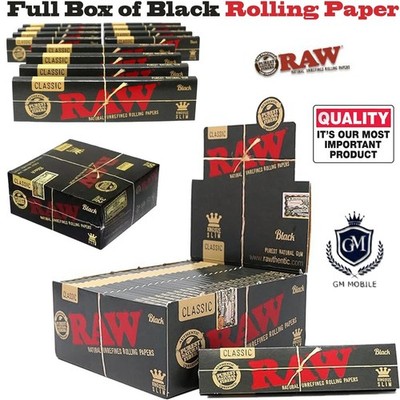 Volle Schachtel mit 50 RAW Black Classic King Size Slim Smoking Zigaretten Blättchen