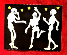 RARE Vintage Collectible DANCING SKELETON & STARS 4" Sticker