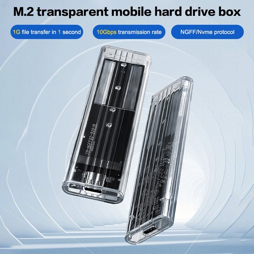 M.2 NVME PCIe NGFF SATA Protocol Case Clear 10Gbps External Hard Disk Box Case - Photo 9/14