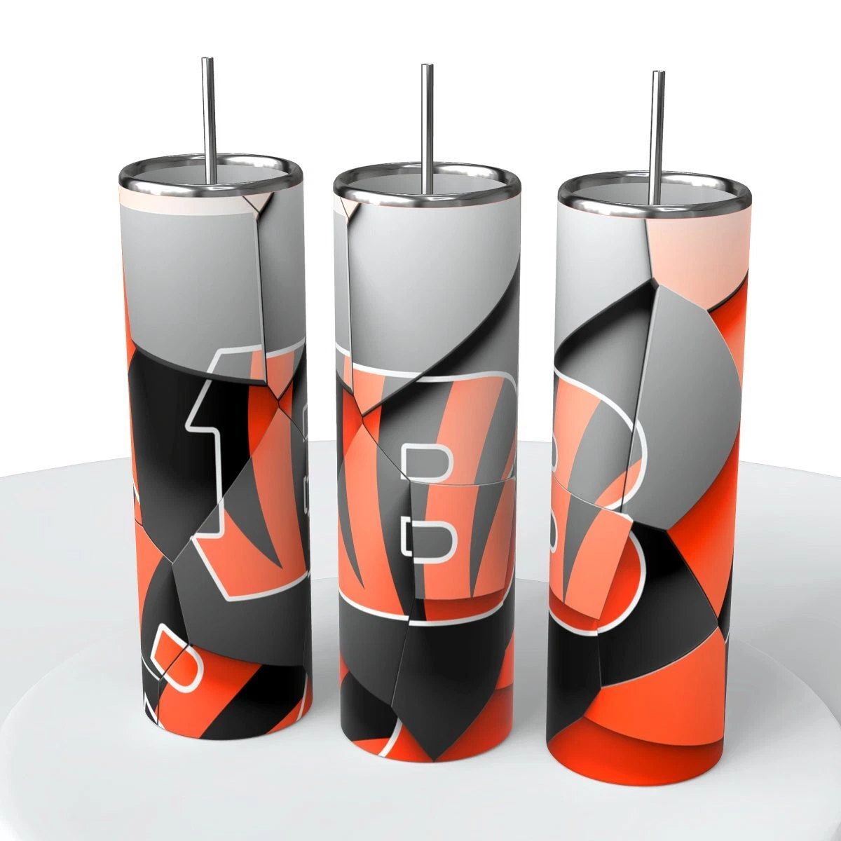 Abstract Blocks football Skinny Steel Tumbler with Straw, 20oz