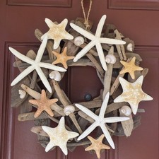 Beach Decor Handmade Starfish Driftwood Wreath - Coastal Home Decor - Starfish