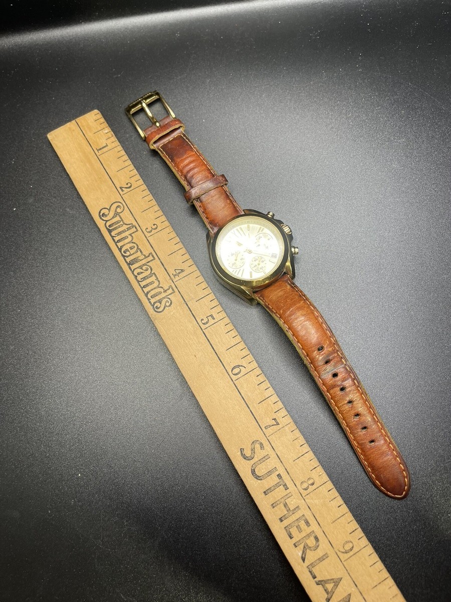Michael Kors mk-5702 unisex Golden Tone and Brown leather strap Chronograph NWOB Michael Kors mk-5702 unisex Golden Tone and Brown leather  main image 3