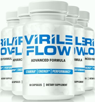 (5 Pack) Virile Flow for Men Pills, Performance Booster, Virility Formula