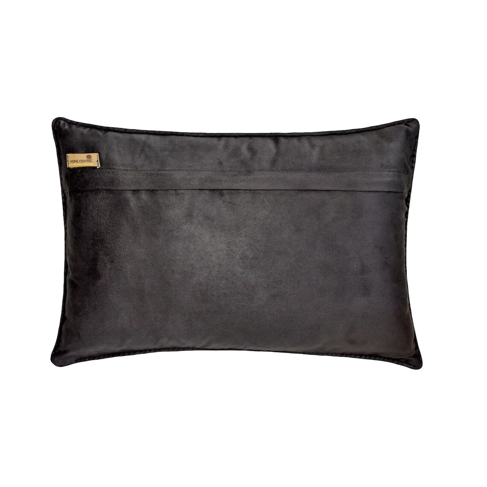 Teal Blue Jacquard 12"x16" Lumbar Pillow Cover Peacock, Hand Embroidery - Shyam - Image 3 of 3