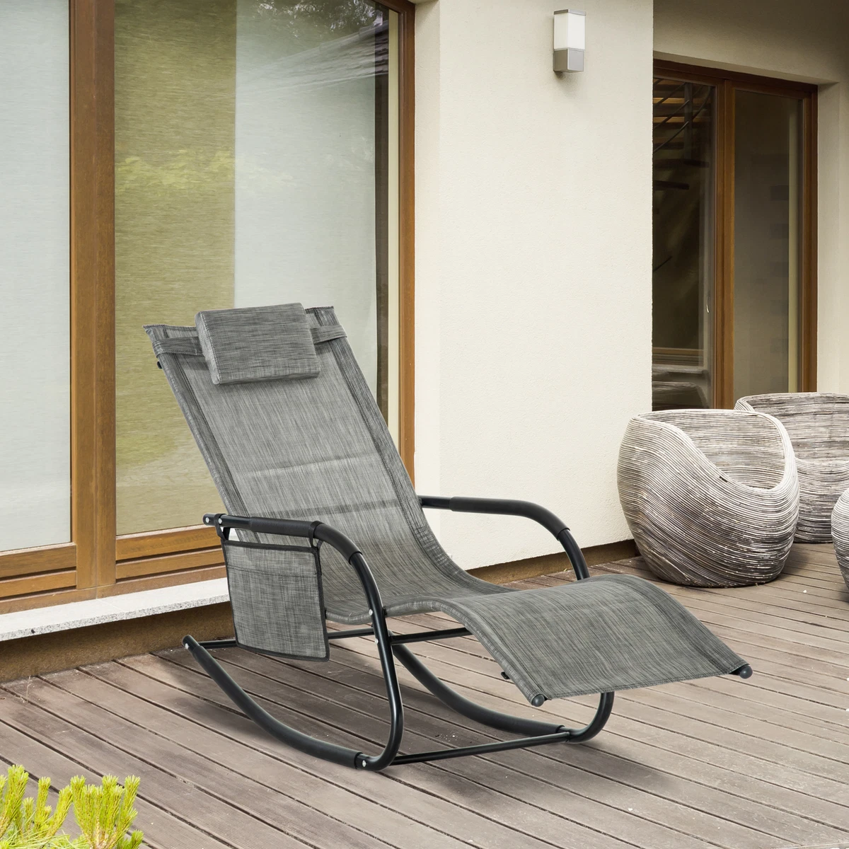 Grey outdoor rocking sale chair