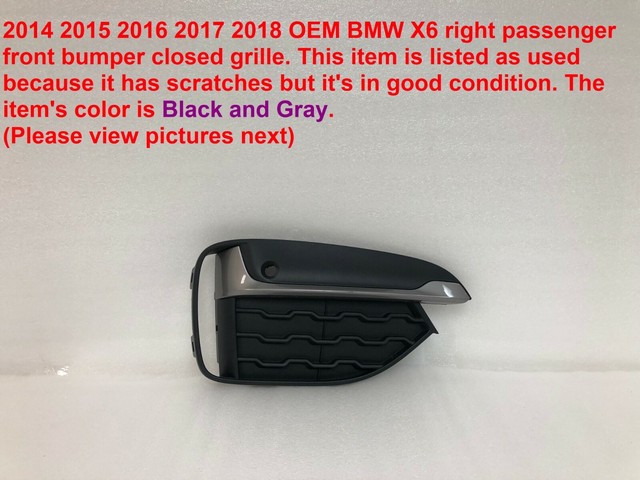 Genuine OEM BMW X6 F16 Front Bumper Closed M Grille Right ...