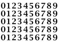 Lucida Font Numbers 50 pcs 0.5 Inch Black Fused Glass Decals
