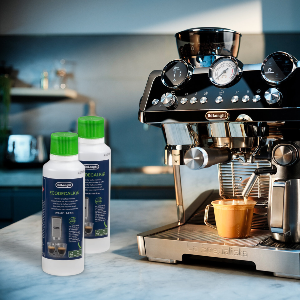 DLSC322 détartrant 200 ml + 2 filtres à eau machine à café universelle DELONGHI