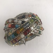 Multi Colored Bead 8.5  STRETCH STATEMENT CUFF BRACELET